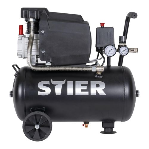 STIER Kompressor LKT 240-8-24, 1100 W, max. Druck 8 bar, 24 Liter Tank, 21 kg, geeignet für Anwendungen z.B. mit Ausblaspistolen, Farbspritzpistolen, Blindnietenpistolen