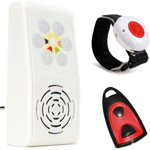 HelpLine 230 Hausnotruf für zwei Senioren mit zwei Funk-Notruf-Sendern (Arm-u. Halsbandsender) für Pflege von Senioren, Altenpflege, Krankenpflege, Pflegeruf-Set