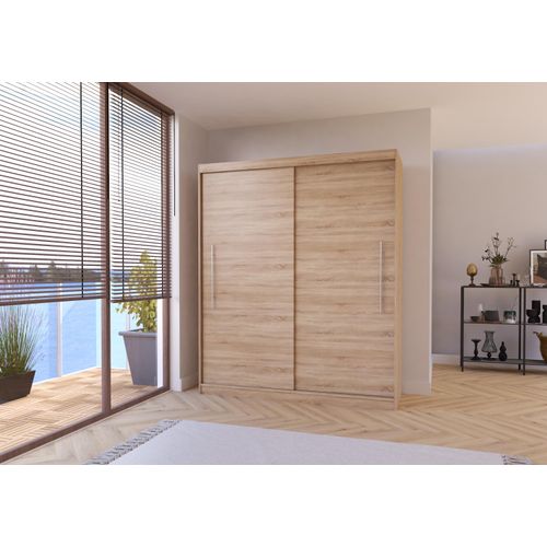 Schwebetürenschrank Kleiderschrank Schrank Garderobe Torino (Sonoma/Sonoma) 200cm