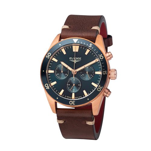 ELYSEE Herrenuhr BRONZE CHRONO blau onesize Herren leuchtende Zeiger + Indizes 41 98030, 98031, 98032