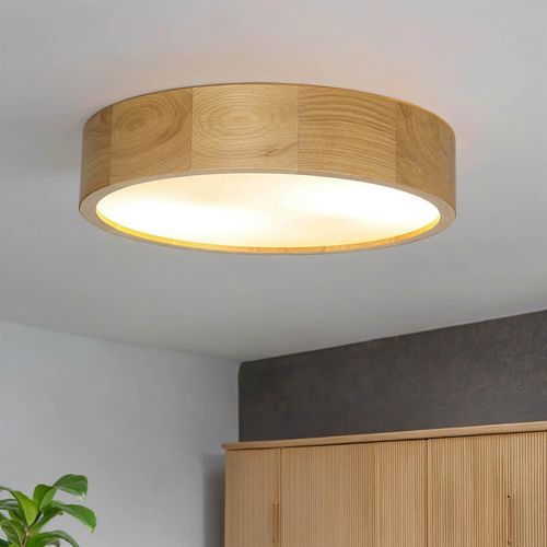 Deckenlampe rund Ø 37 cm E27 Natur Holz Modern Deckenleuchte