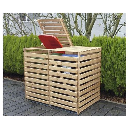 Mülltonnenbox 'Vario V' für 2 Tonnen, natur Promadino Holztonnenbox Mülltonnen