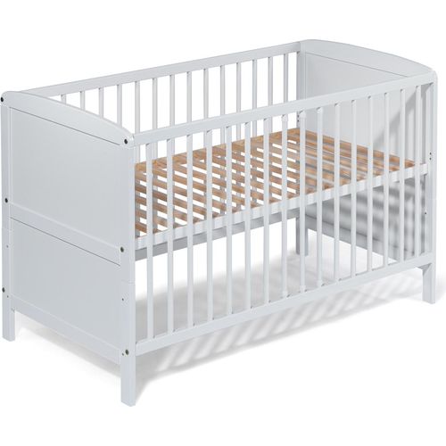 Babybett Kinderbett Kombi-Bett NELE 2 in 1 Umbaubar weiß mit MATRATZE