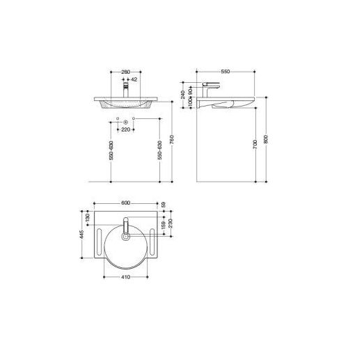 HEWI 950.19.002 Produktset WT u. Armatur,