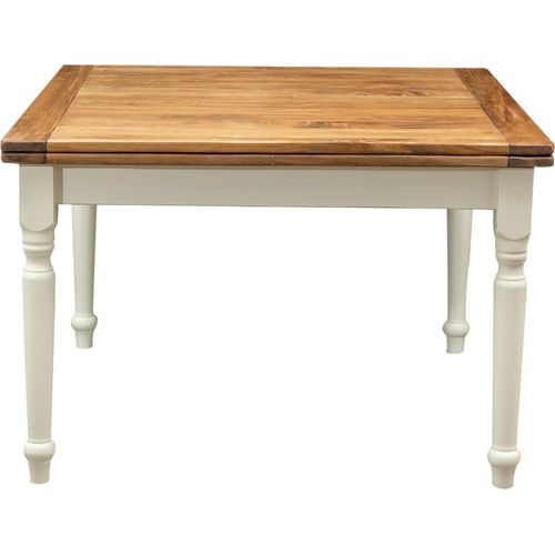 Esstisch ausziehbar 120 x 120 x 80 cm, Holztisch massiv, Esstisch massivholz, Holz/Weiß
