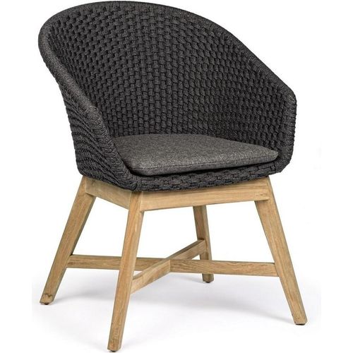 Gartenstuhl 2er Set Coachella 64x64x85cm Geflecht Olefin Anthrazit inkl. Kissen