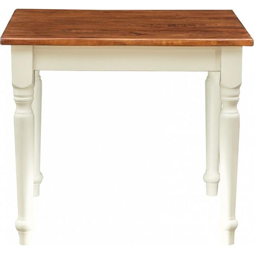 Quadratischer esstisch 90x90x78 cm, Esstisch massivholz quadratisch Shabby Chic, küchentisch quadratisch, Weiß/Braun