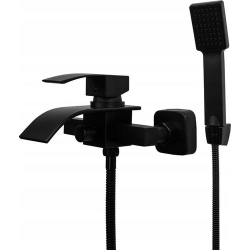 Wannenbatterie Wasserfall Auslauf Cascade Schwarz Badarmatur Elva