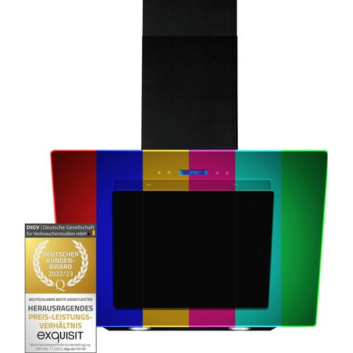 Exquisit Dunstabzugshaube KFD 807-2L | Abzugshaube | Luftführungs-Effizienzklasse B | 3 Leistungsstufen | Schwarz