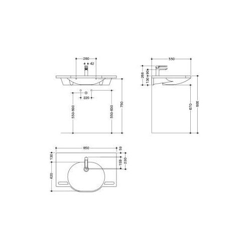 HEWI 950.19.016 Produktset WT u. Armatur,