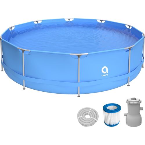 Avenli Frame Pool Set 360 x 76 cm, Aufstellpool rund, mit Pumpe, blau