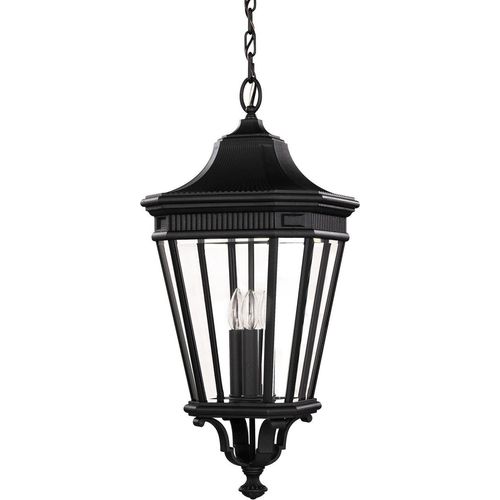 Außenlampe E14 IP23 Schwarz Hof Garten Glas Aluminium Rustikal Hängelampe außen