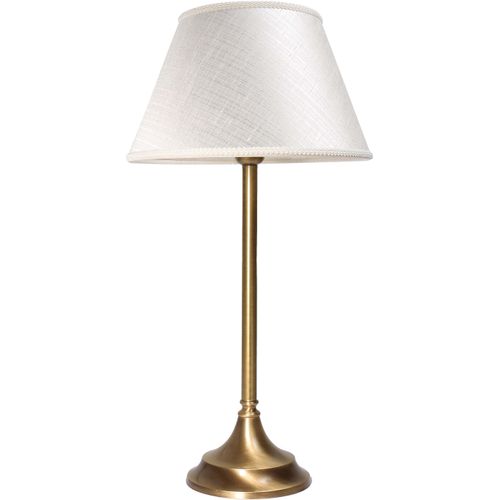 Nachttischlampe E14 36 cm Weiß Bronze aus Stoff Echt-Messing Klassisch Nachttischleuchte