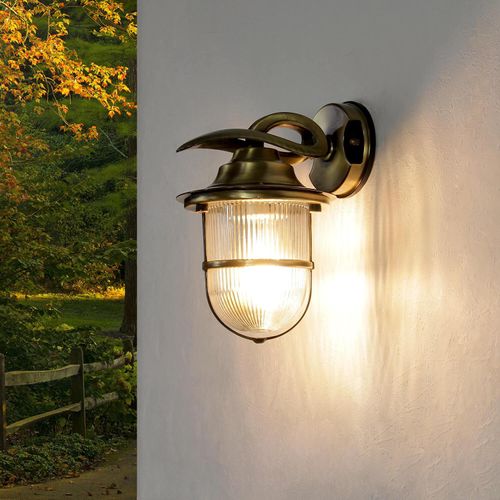 Wandlampe außen E27 IP64 Hof Terrasse Messing Maritim Außenlampe Wand