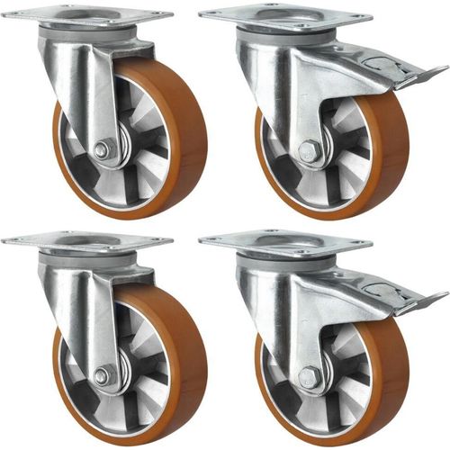 Schwerlastrollen 160 mm Set: 2 Lenkrollen & 2 Lenkrollen mit Feststeller