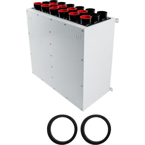Wolf Luftverteiler DN160 für CWL-F-300 2x9 Stutzen DN75/63 mit 5 Rohrkappen