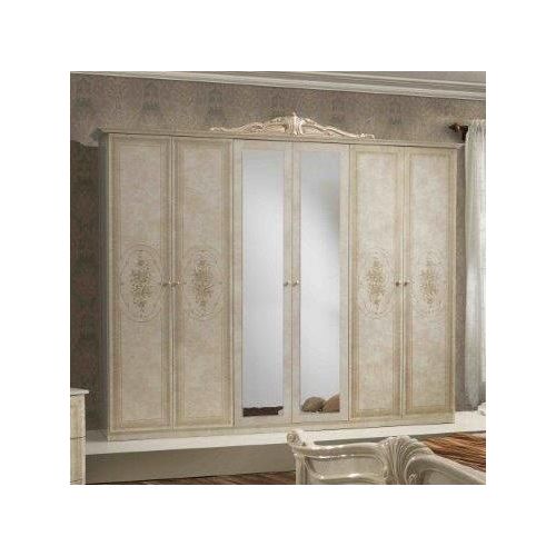 Barock Kleiderschrank Amalfi 6 trg. in Beige / Gold