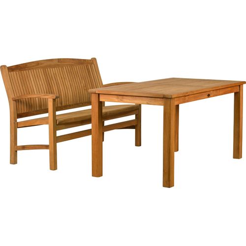 Garten-Essgruppen Premium Teak Sitzgruppe aus 1 Bank 120 cm und 1 Tisch 120 x 80 cm hochwertiges Set aus Teak Gartenbank und Esstisch