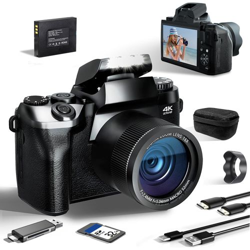 Digitalkamera 64MP, Kompaktkamera 4K Vlogging Kamera