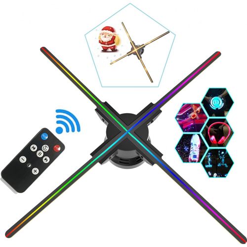 F60 WiFi Beamer 3D Hologramm Projektor, WiFi 720 LEDs Hologramm-Spieler 3D holographischer Dispaly-Fan 2K HD mit Fernbedienungs für party geburtstag weihnachtsgeschenk
