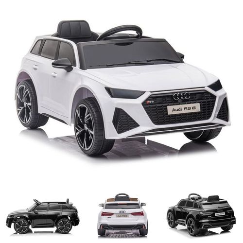 ES-Toys Kinder Elektrofahrzeug Audi RS6 lizenziert Kunstledersitz EVA-Reifen MP3 weiß