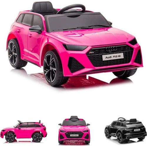 ES-Toys Kinder Elektrofahrzeug Audi RS6 lizenziert Kunstledersitz EVA-Reifen MP3 pink