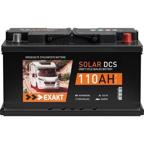 EXAKT Solar DCS Solarbatterie 110Ah 12 EXAKT DCS Wohnmobil Versorgung Boot Solar Batterie 100Ah