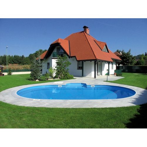 Ovalbecken TAHITI 530 x 320 x 120 cm | Innenhülle 0,8 mm Blau | EASY CHANGE Handlauf Blau