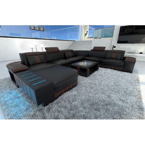 Ledersofa Wohnlandschaft Bellagio XL Mini Premium Kunstleder