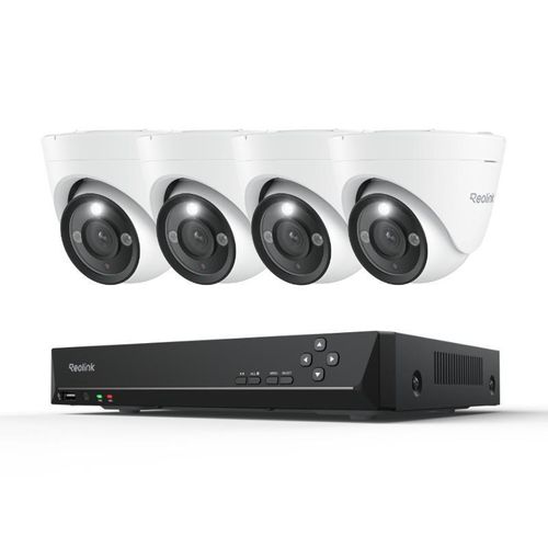 Reolink RLK8-1200D4-A, 12MP PoE Überwachungssystem Aussen, 8CH 2TB HDD NVR & 4X PoE Überwachungskamera, 24/7 Aufzeichnung, Spotlight, Smarte Erkennung