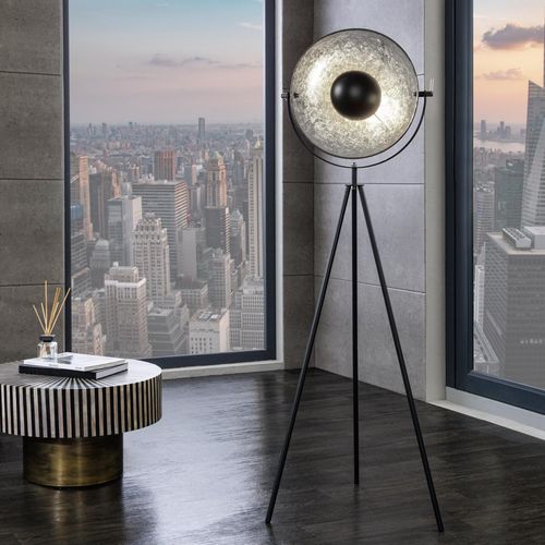 cagü: Industrie Design Stehlampe SPOT Schwarz-Silber 140cm Höhe