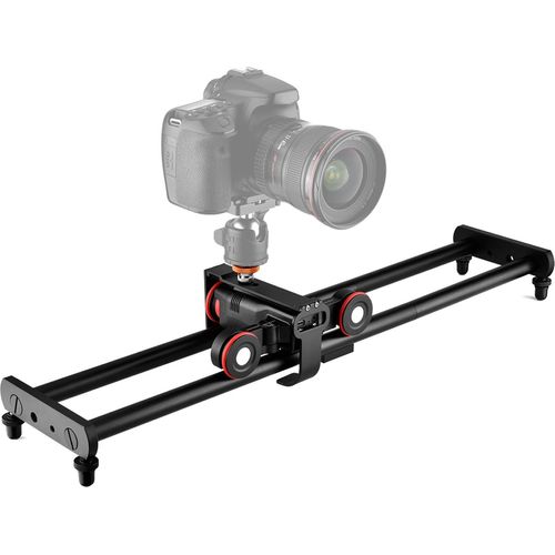 Andoer L5i Pro Kamera-Video-Dolly-Slider-Kit mit 3-Rad-Auto-Dolly-Auto-APP-Steuerung, stufenlos einstellbare Geschwindigkeit + 60 cm Schienen-Kamera-Slider fuer DSLR-Kamera-Camcorder