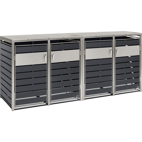 Zelsius Mülltonnenbox 4er Müllbox | 120 - 240 Liter | Anthrazit | inkl. Erweiterungsmöglichkeit