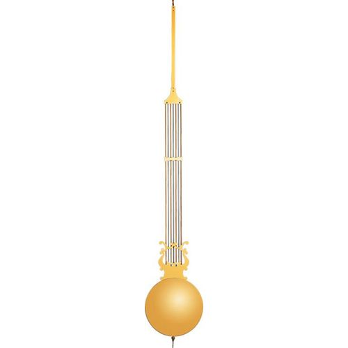 Pendel Lyra aus Stahl-Messing-Gitterstäben, Gesamtlänge 104 cm, Pendelscheibe Ø 169 mm