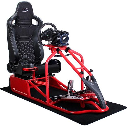 SIM Racing Cockpit Seat Pro Sim Rig ROT | Gaming Simulator Cockpit | Rennsimulator Lenkradständer Race Weave Anthrazit