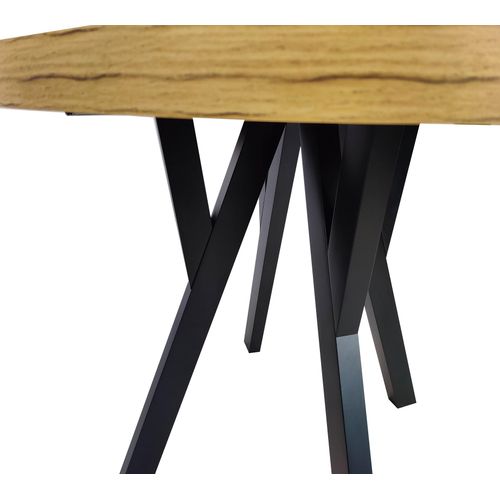 Runder Esstisch Ausziehtisch RO-7 Ø100/200 Eiche Craft mit schwarzen Holzbeinen