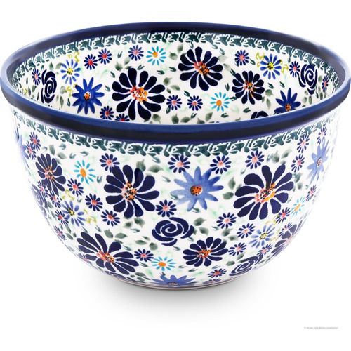 Original Bunzlauer Keramik 2,25 Liter Schüssel Schale Ø20,5 cm besonders hoher Rand Rührschüssel Salatschüssel Beilagenschüssel Obstschale [Form 2] im Design DU126