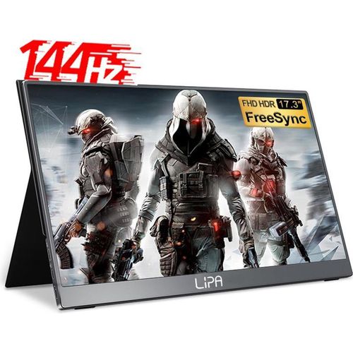 Lipa HDR-60 Portable Monitor Full HD 17,3 Zoll - 144 Hz - Tragbarer Monitor für Laptop - Gaming Monitor - Externer Bildschirm