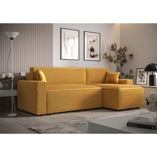 Ecksofa Alvito BIS, Farbe: Honiggelb, Material: Kord, B: 252 cm, H: 85 cm