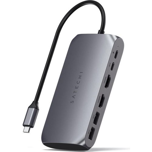 Satechi USB-C Multimedia Adapter Erweitert Anschlsse an M1 Macs Dual 4K HDMI Ausgang bis zu 60Hz & 30Hz USB-C PD Aufladen bis zu 85W