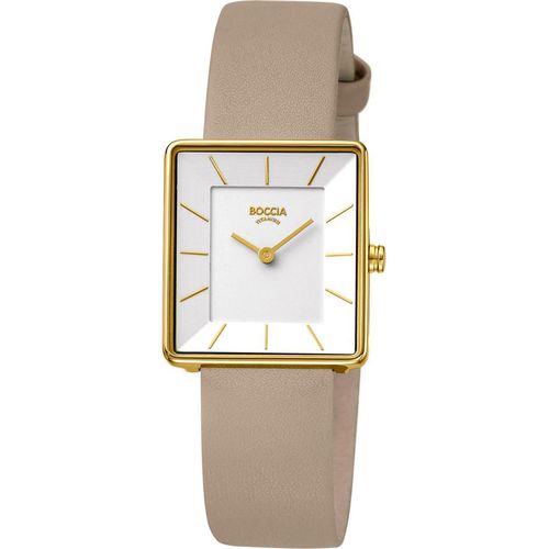 Boccia Damen Armbanduhr 3351-04 Trend Lederband, Titan, Goldplattiert