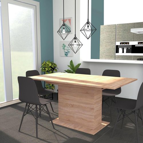ESSTISCH CARLA / mit 1 Auszug - Eiche gebleicht Nachbildung