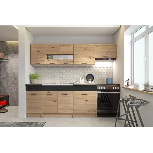 Halmar Die Küche Alina 240 - Handwerker / schwarzgrau