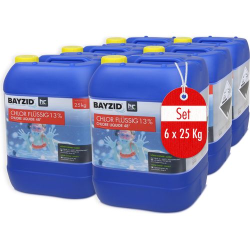 6x25 kg BAYZID® Flüssigchlor 13% zur effektiven Pool Desinfektion
