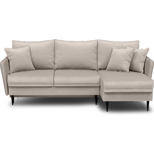 Selsey Eckschlafsofa Volio beige Samt hydrophobe schwarze Beine