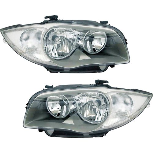 TYC Scheinwerfer Set für BMW E81 E88 03-2006 Silber Chrom H7 1er Halogen