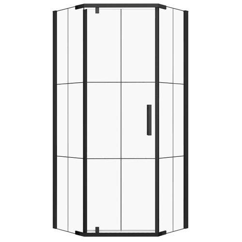 Kerra Duschkabine Metro 90 mit Sprossen-Dekor, schwarze Profile, transparent, mit KERRA PROTECT Schutzschicht