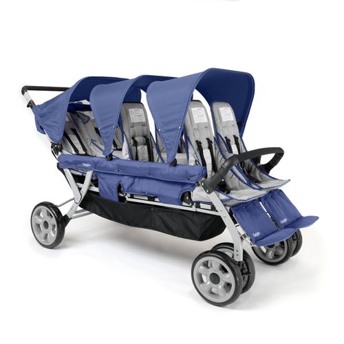 GAGGLE Jamboree Kinderwagen für 6 Kinder | Buggy faltbar mit Sonnenschutz in Blau | 6er Kinderbuggy klappbar für Kinder von 6 Monaten bis 4 Jahre