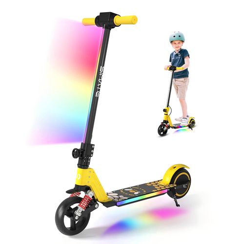 Elektroscooter Kinder 130W Motor 14Km/h Elektroroller LCD-Display E Scooter Für Kinder Und Jugendliche Bis 70kg Klappbar E Roller- Gelb