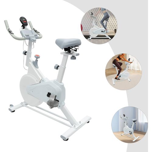 Heimtrainer Heimgebrauch Fitnessbike Fahrradtrainer Fitnessfahrrad LCD-Anzeige (Weiß)